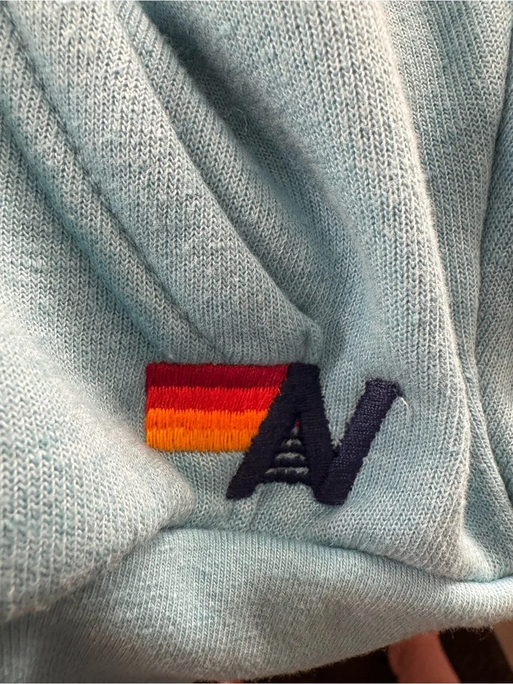 Aviator Nation 5 stripe aqua cropped hoodie and wide leg sweatpants NWOT XS set - Picture 7 of 16